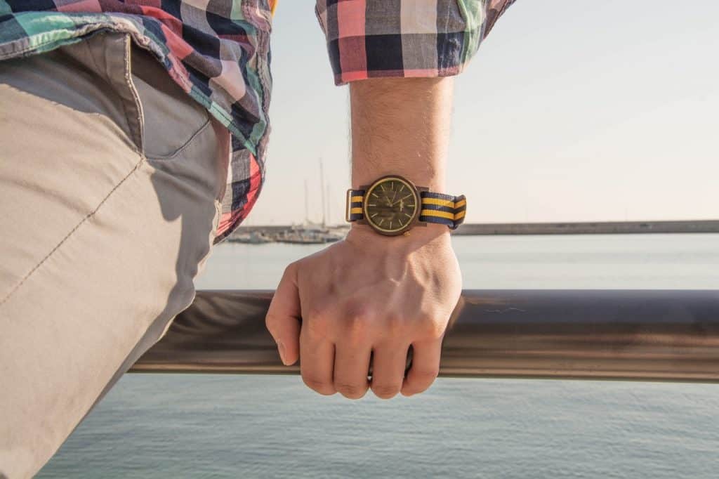 wooden faced wrist watch