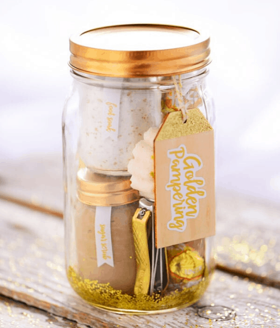 Golden Pampering Mason Jar Gift