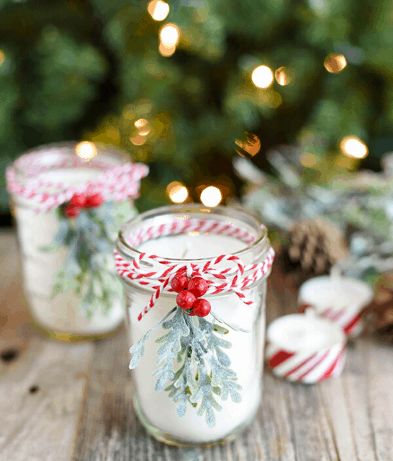 diy peppermint mason jar candles