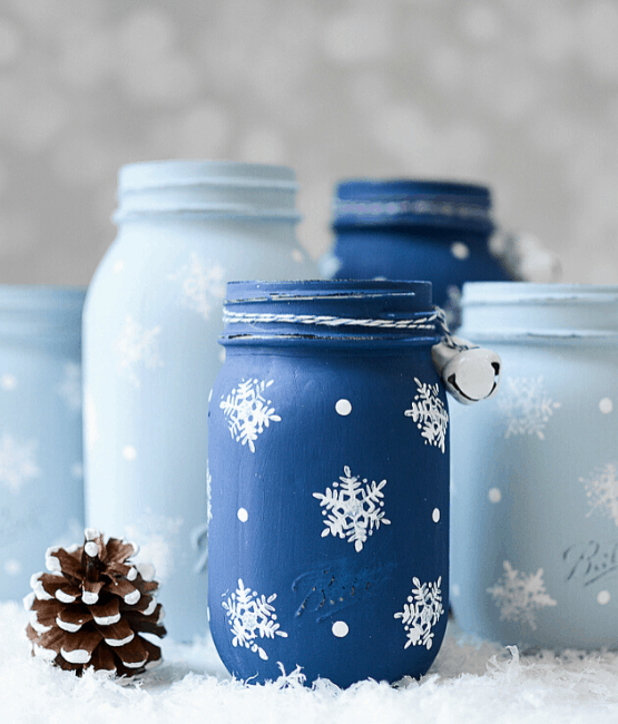 snowflake mason jars