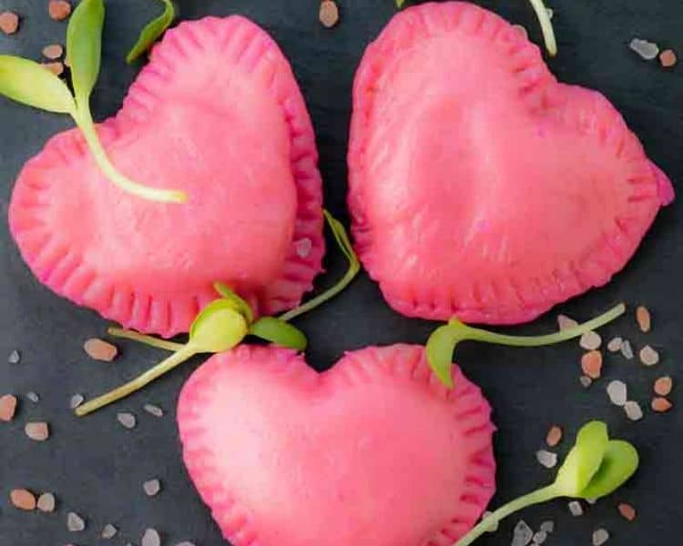 pink heart ravioli Valentine's Day
