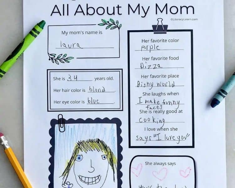 About My Mom Printable