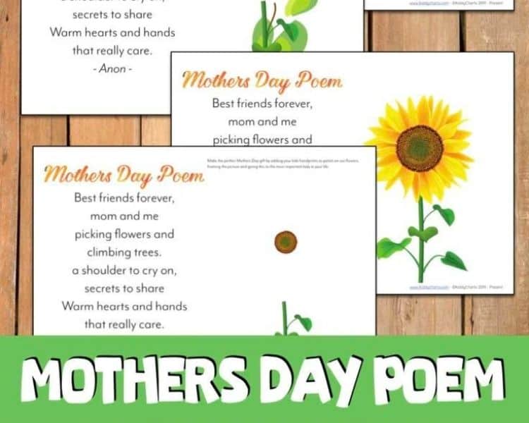 Free Handprint Mothers Day Poem Printable