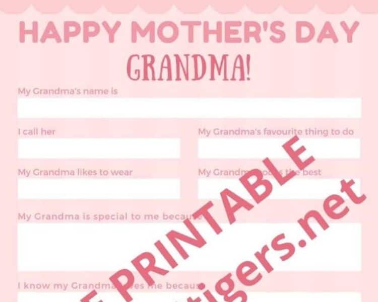 printable mothers day card for grandma