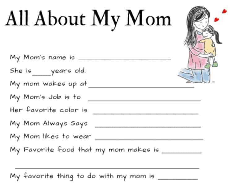 all about my mom free printable
