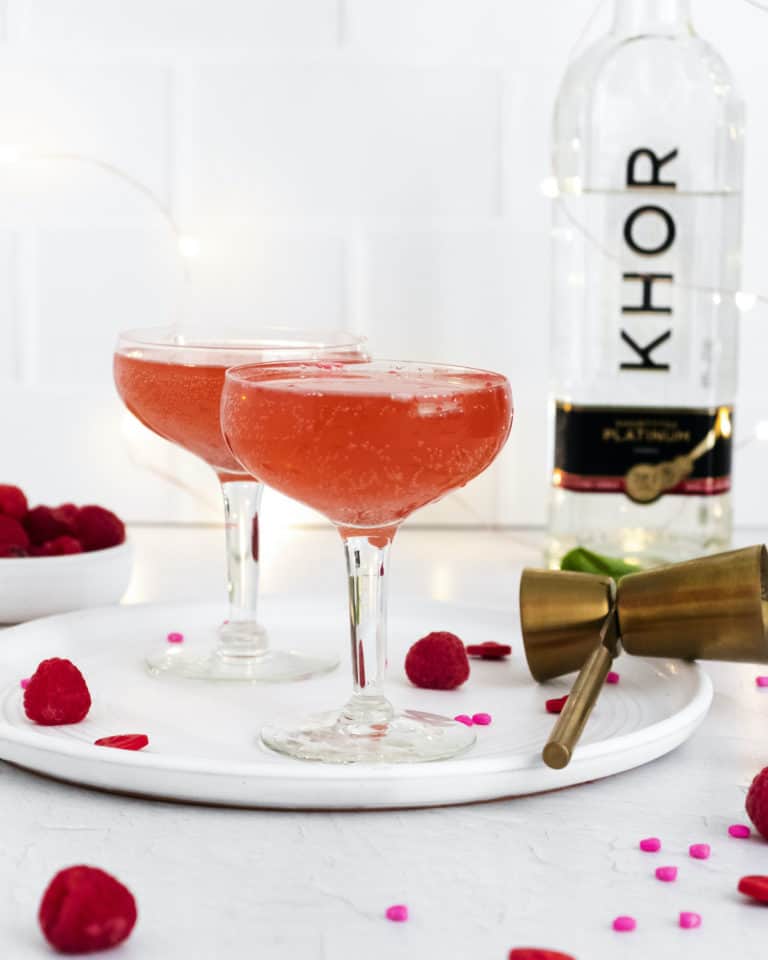 Valentine rose spritzer cocktail