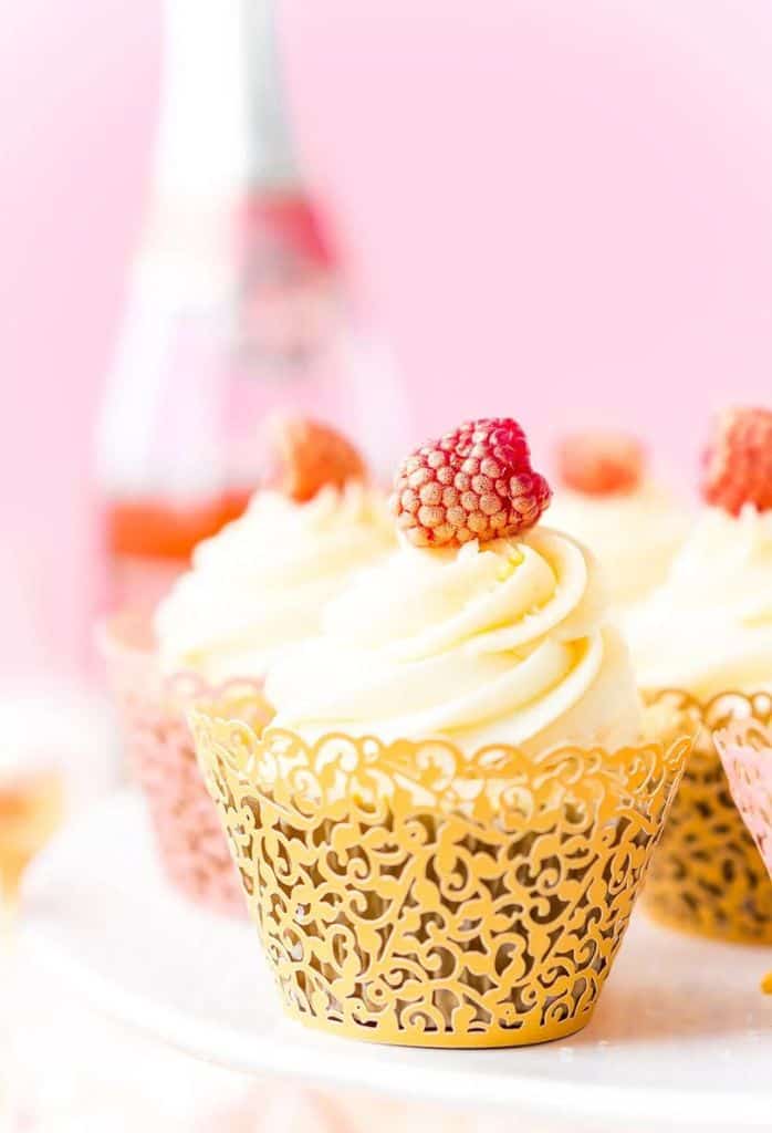 White Chocolate Raspberry Champagne Cupcakes
