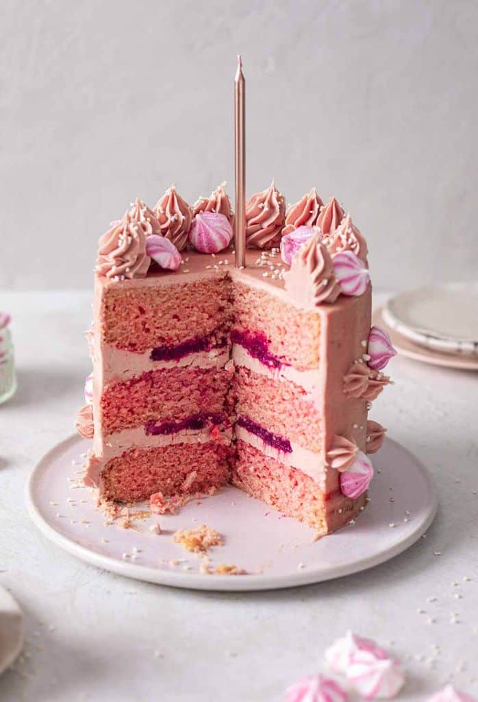 vegan pink champagne cake