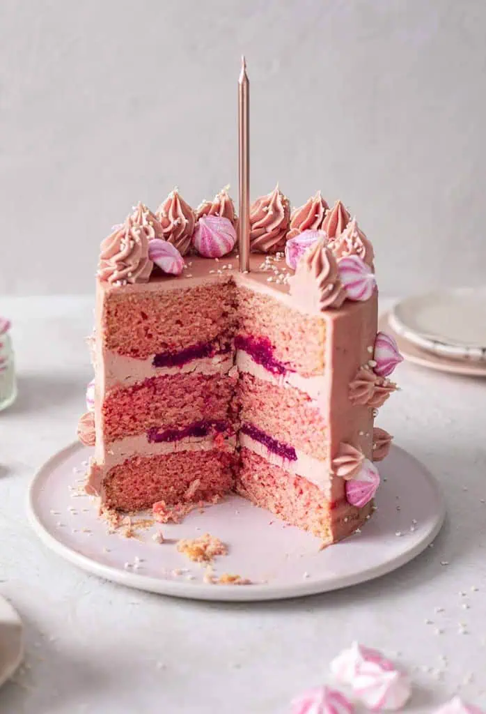 vegan pink champagne cake