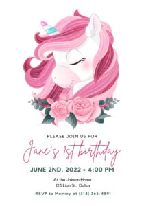 unicorn birthday invite 