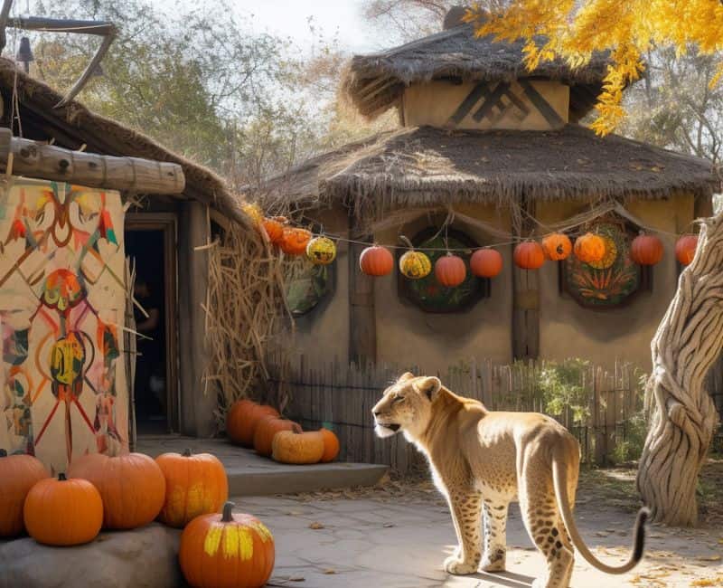 lion in a scary zoo