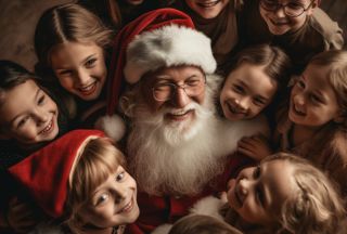 Father Christmas surrounded by children