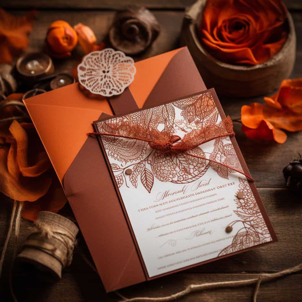 Burnt orange wedding invitations