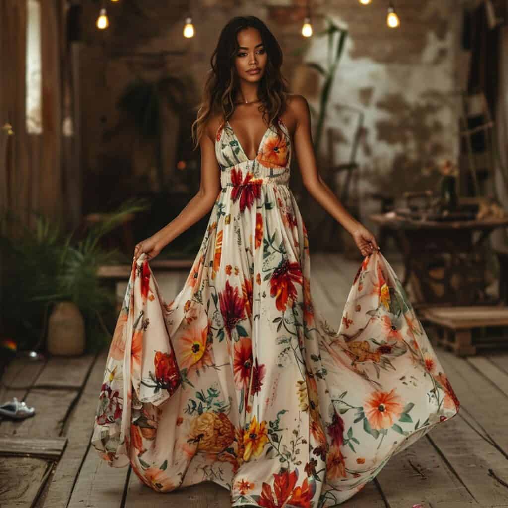 beautiful floral print summer dress