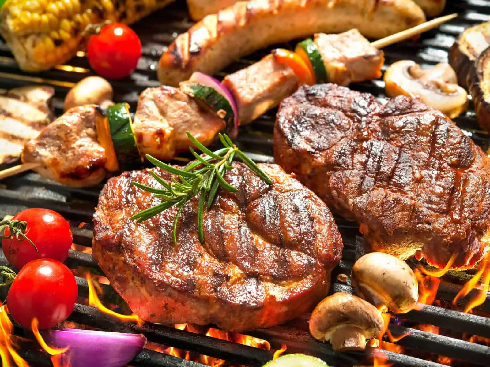 cooking meat on the backyard bbq