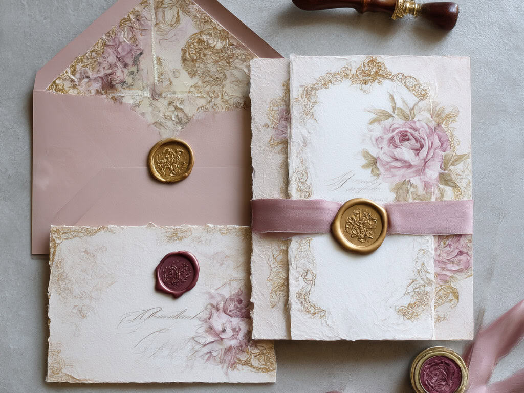 Beautiful Rococo wedding stationery.
