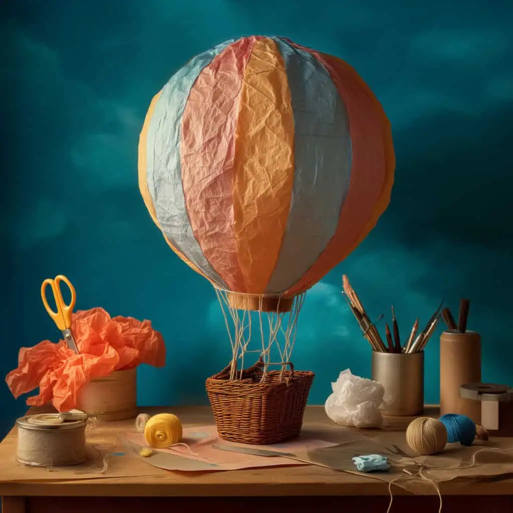 DIY step by step instructions on how to make a hot air balloon out of tissue paper